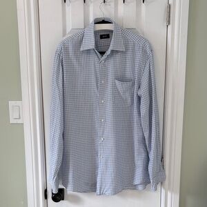Men’s Hugo Boss Light Blue Gingham Button Down Shirt - Size XL